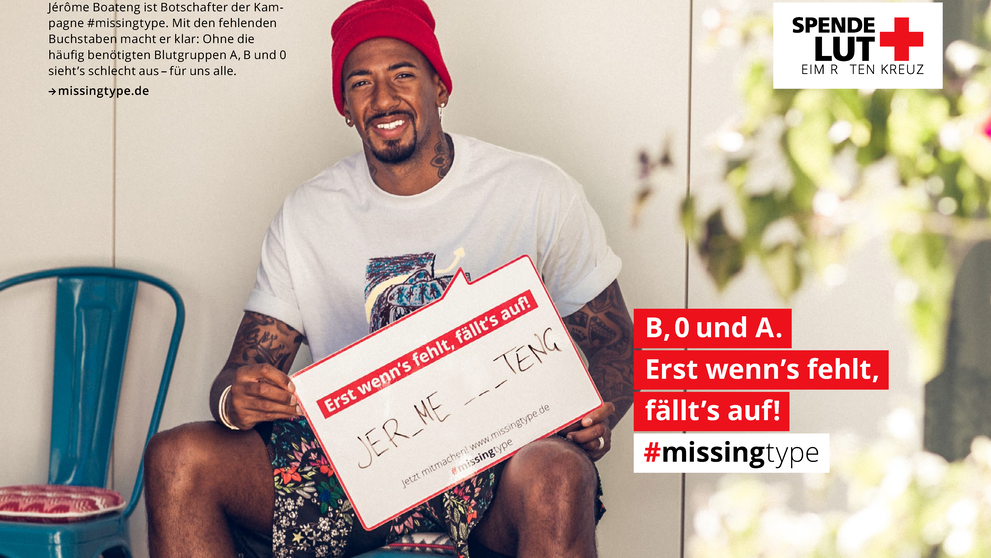 Jérôme Boateng setzt sich für die Blutspende ein