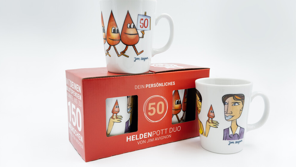 Heldenpott von Jim Avignon zur 50. Blutspende