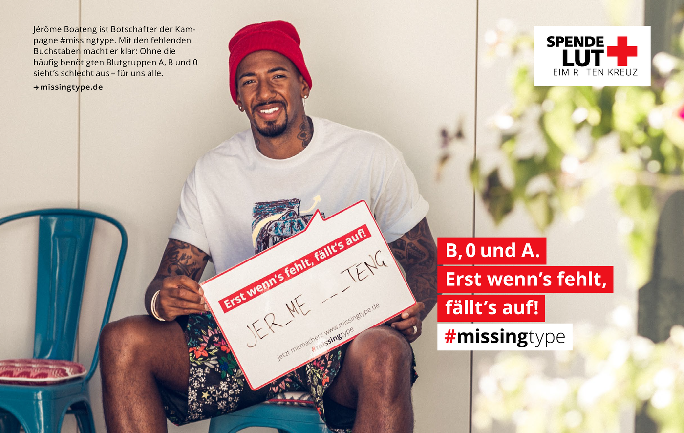 Jérôme Boateng setzt sich für die Blutspende ein