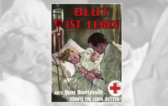 Werbeplakat für die freiwillige und unentgeltliche Blutspende