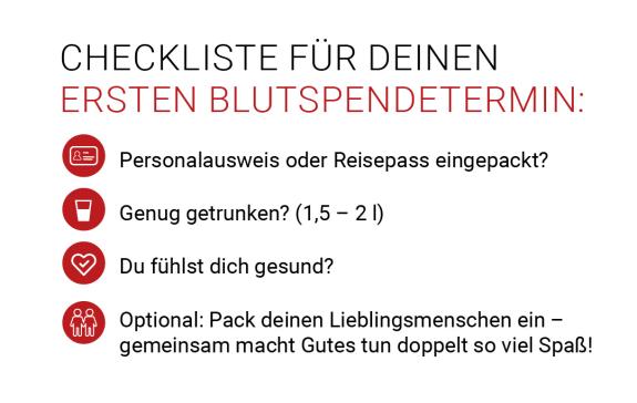 Checkliste für deinen Blutspendetermin