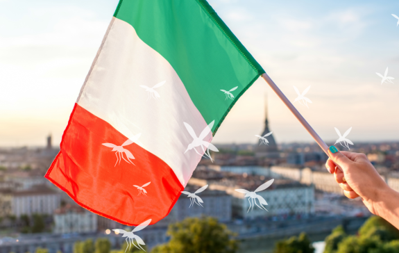 Ein Bild mit einer Hand und einer Flagge. 